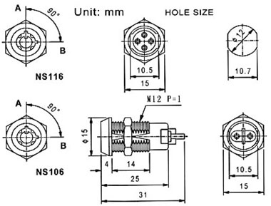 鑰匙開關(guān)-NS106尺寸